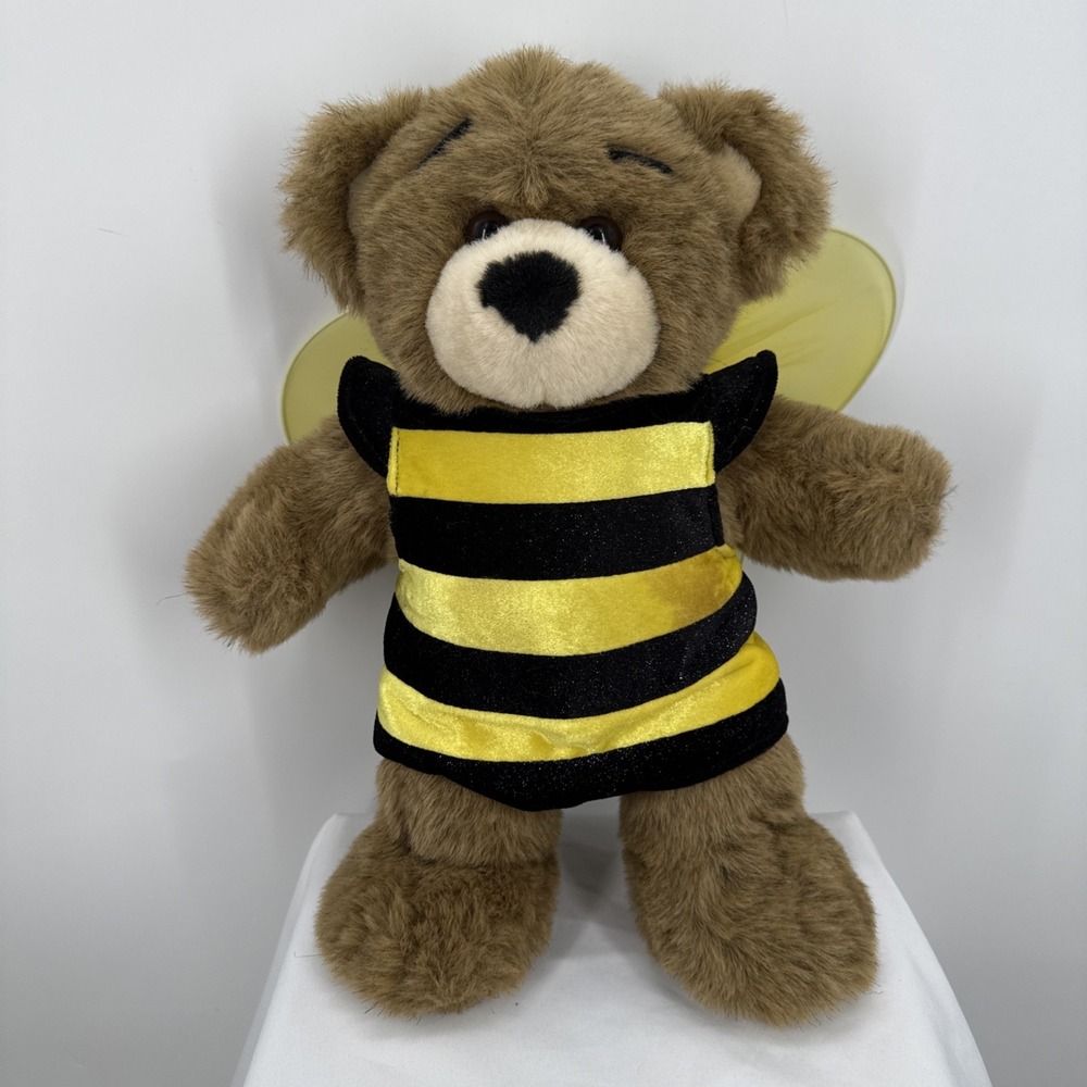 Vintage Build A Bear Bearemy Retired Brown Teddy Bear Faux Leather Pads 1997